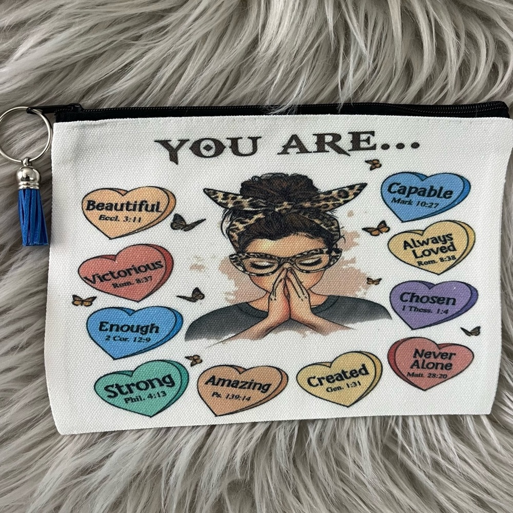 White Inspirational Wristlet Bag